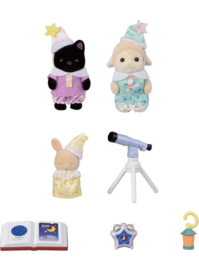 Sylvanian Families Kindergarten Friends Sleepover Party Trio – Mini Dolls Set with Accessories, Pretend Play Toys for Kids, Imaginative Roleplay, Dollhouse Fun - Image 5